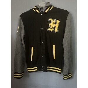Harry Potter Hufflepuff Snap Varsity Jacket Hoodie Size XXS Long Sleeves